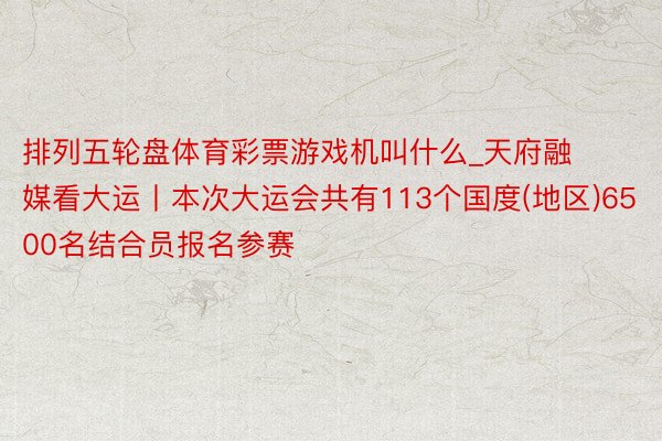 排列五轮盘体育彩票游戏机叫什么_天府融媒看大运丨本次大运会共有113个国度(地区)6500名结合员报名参赛