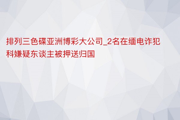 排列三色碟亚洲博彩大公司_2名在缅电诈犯科嫌疑东谈主被押送归国