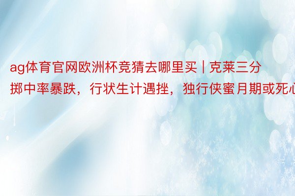 ag体育官网欧洲杯竞猜去哪里买 | 克莱三分掷中率暴跌，行状生计遇挫，独行侠蜜月期或死心